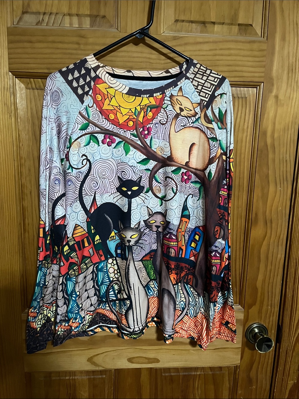 Colorful Cats Long Sleeve Tee - Multicolor
